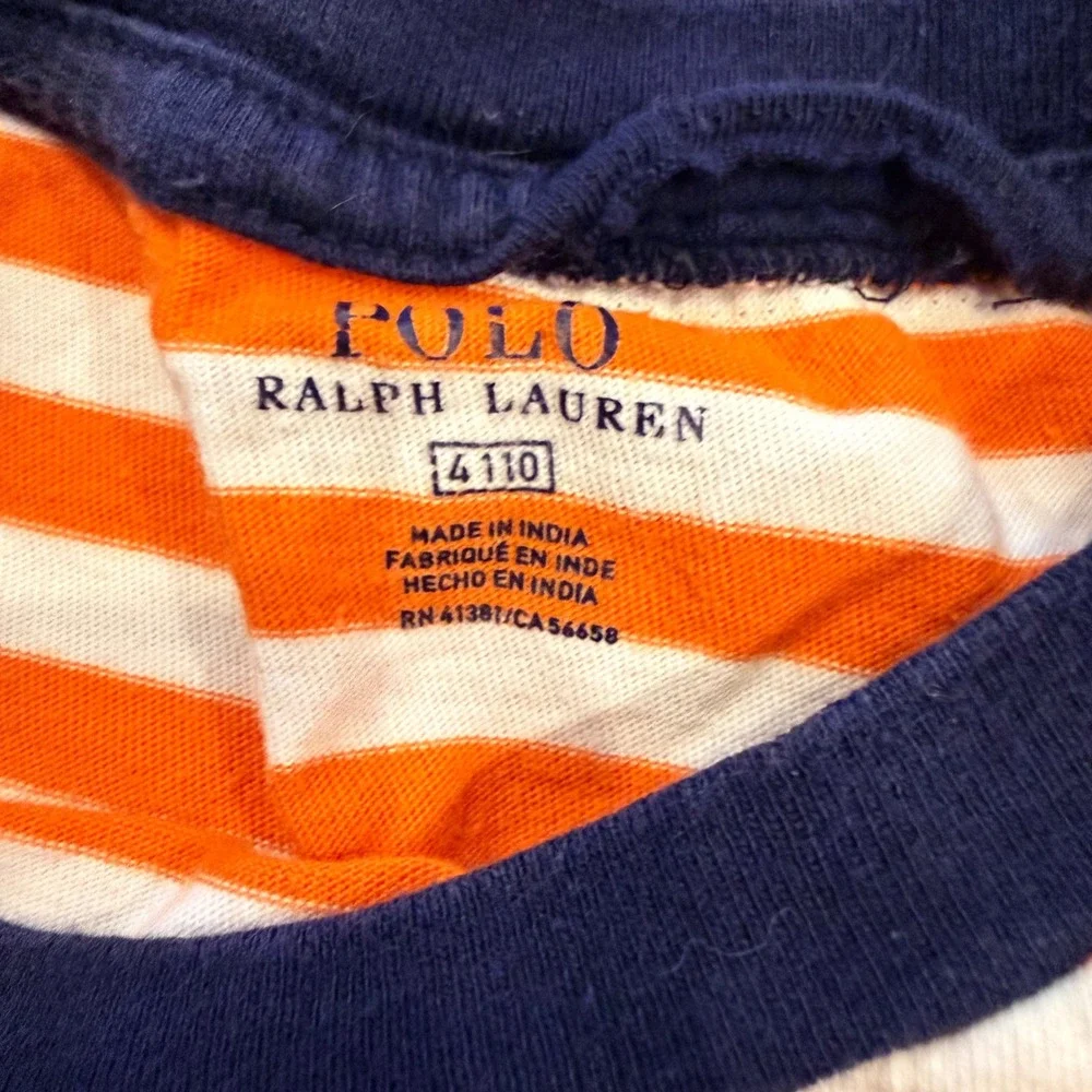 Polo Ralph Lauren Kids Shirts Bundle 5pc Size 4T Orange White Striped Polos Tees - Picture 12 of 16